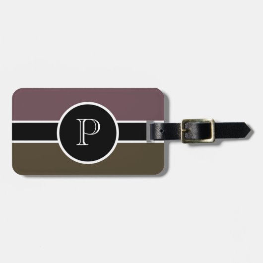 Étiquette À Bagage Monogramme Initial Moderne Chic Voyage Professionn (Devant horizontal)