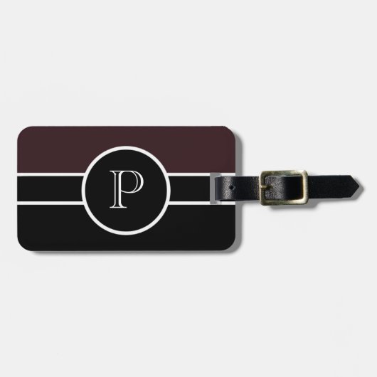 Étiquette À Bagage Monogramme Initial Moderne Chic Voyage Professionn (Devant horizontal)