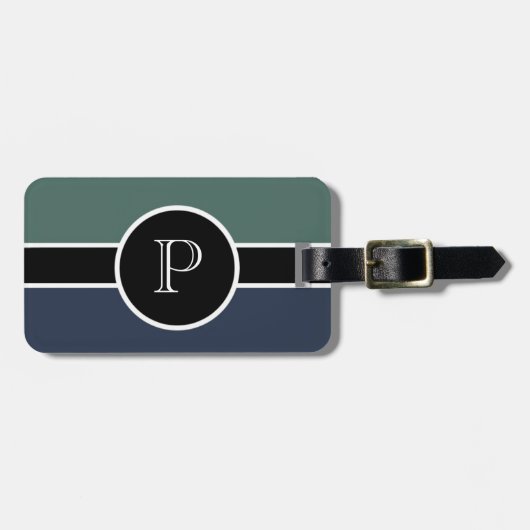 Étiquette À Bagage Monogramme Initial Moderne Chic Voyage Professionn (Devant horizontal)