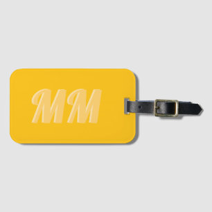 Étiquette À Bagage Monogramme Initial Moderne Lumineux Jaune Tendance