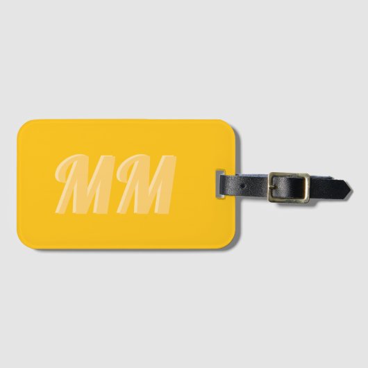 Étiquette À Bagage Monogramme Initial Moderne Lumineux Jaune Tendance (Devant Horizontal)