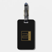 Étiquette À Bagage Monogramme initial noir et or moderne (Dos Vertical)