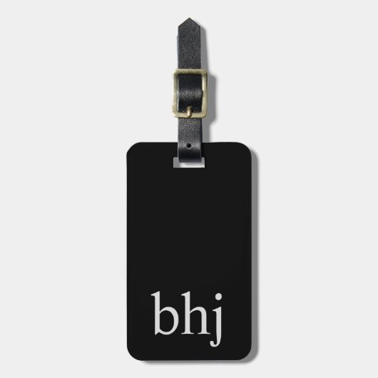 Étiquette À Bagage Monogramme initial noir simple (Devant Vertical)