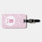 Étiquette À Bagage Monogramme Initial Nom Rose Chic (Devant horizontal)