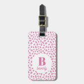 Étiquette À Bagage Monogramme Initial Nom Rose Chic (Devant Vertical)