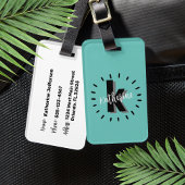 Étiquette À Bagage Monogramme initial simple et chic