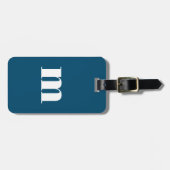 Étiquette À Bagage Monogramme initial Turquoise vert (Devant horizontal)