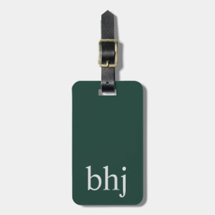 Étiquette À Bagage Monogramme initial vert émeraude simple