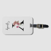 Étiquette À Bagage Monogramme initial Y rose boho floral (Devant Horizontal)