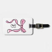 Étiquette À Bagage Monogramme initiale à nœud rose coquette en script (Devant horizontal)