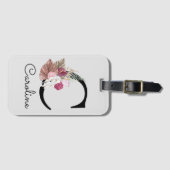 Étiquette À Bagage Monogramme Initiale C Rose Boho Girly Floral (Devant Horizontal)