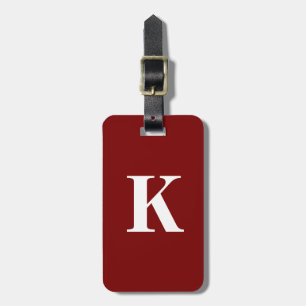 Étiquette À Bagage Monogramme Initiale Rouge Bourgogne Cadeau Favori