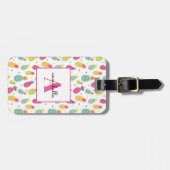Étiquette À Bagage Monogramme Initiale Tropicale Ananas (Devant horizontal)