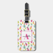 Étiquette À Bagage Monogramme Initiale Tropicale Ananas (Devant Vertical)