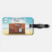 Étiquette À Bagage Monogramme Initiale Vie Voyage Bagages (Dos horizontal)