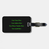 Étiquette À Bagage Monogramme Initiales Herringbone Motif Neon Green (Dos horizontal)