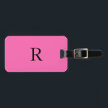 Étiquette À Bagage Monogramme Initiales Nom Modèle rose-chaud noir<br><div class="desc">Les données initiales et aussi personnelles monogrammes comme nom,  adresse,  numéro de téléphone et e-mail que vous pouvez modifier. Conçu avec un arrière - plan de couleur rose chaud et solide avec des textes de couleur noire,  vous pouvez changer les deux couleurs si vous le souhaitez.</div>