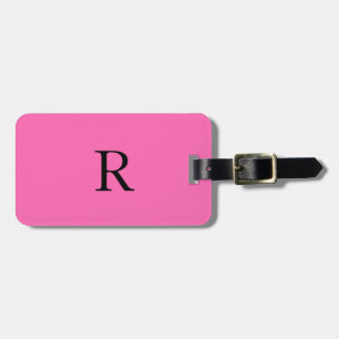 Étiquette À Bagage Monogramme Initiales Nom Modèle rose-chaud noir
