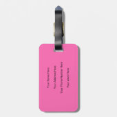 Étiquette À Bagage Monogramme Initiales Nom Modèle rose-chaud noir (Dos Vertical)