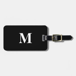 Étiquette À Bagage Monogramme Initiales Nom personnalisé Black White 
