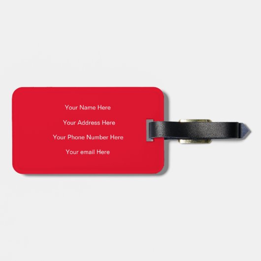 Étiquette À Bagage Monogramme Initiales Nom Rouge Blanc Noël (Dos horizontal)