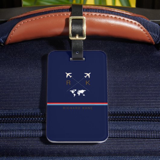 Étiquette À Bagage Monogramme (initiales + nom) / voyage monogrammé (Insitu Rectoal 2)