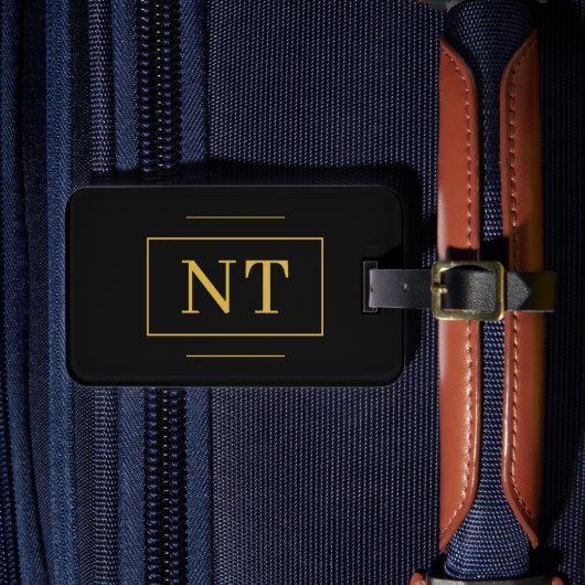 Étiquette À Bagage Monogramme initiales or noir (Insitu Rectoal 4)