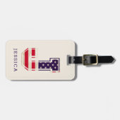 Étiquette À Bagage Monogramme J drapeau USA moderne (Devant horizontal)
