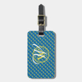 Étiquette À Bagage Monogramme jaune bleu Proverbes Écriture Bagages (Devant Vertical)