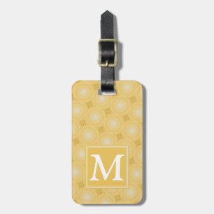 Étiquette À Bagage Monogramme jaune cercles motif