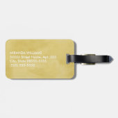 Étiquette À Bagage Monogramme jaune doré simple et chic et nom (Dos horizontal)
