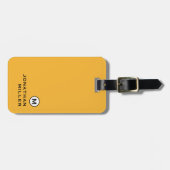 Étiquette À Bagage Monogramme jaune moutarde moderne (Devant horizontal)