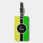 Étiquette À Bagage Monogramme jaune vert initial Voyage moderne chic (Devant Vertical)