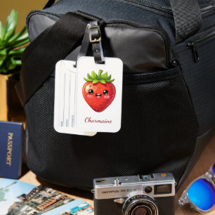 Étiquette À Bagage Monogramme jolie fraise kawaii