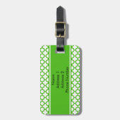 Étiquette À Bagage Monogramme Kelly Green Quatrefoil Motif (Devant Vertical)