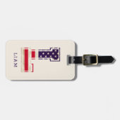 Étiquette À Bagage Monogramme L de drapeau américain moderne (Devant horizontal)