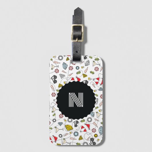 Étiquette À Bagage Monogramme Las Vegas Pool Motif (Devant Vertical)