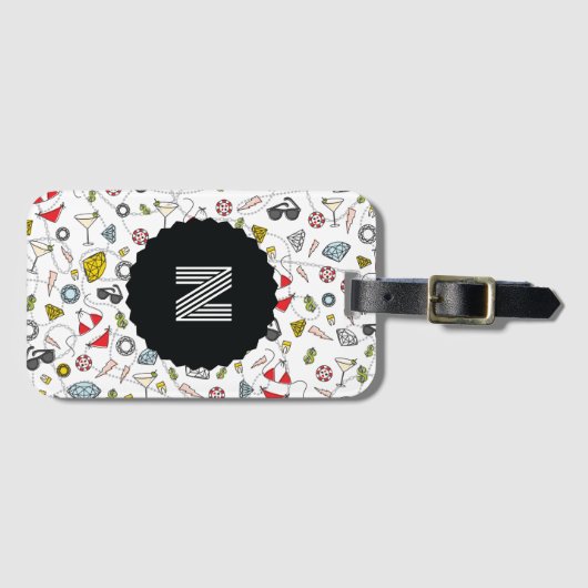 Étiquette À Bagage Monogramme Las Vegas Pool Motif (Devant Horizontal)