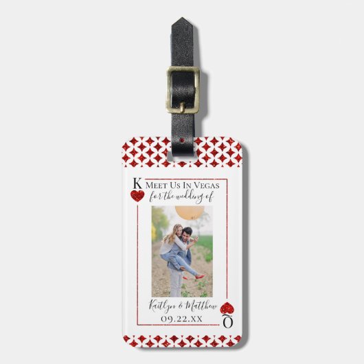 Étiquette À Bagage Monogramme Lecture Carte Mariage Photo Enregistrer (Devant Vertical)