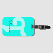 Étiquette À Bagage Monogramme lumineux Monogramme initial Néon bleu (Devant Horizontal)