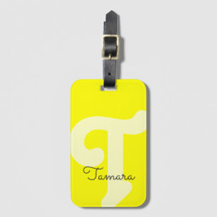 Étiquette À Bagage Monogramme lumineux Monogramme Initial Néon Jaune