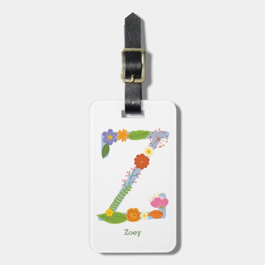 Étiquette À Bagage Monogramme lunatique rustique de fleur (z) (Devant Vertical)