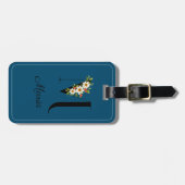 Étiquette À Bagage Monogramme M Fleur d'aquarelle cobalt Bagage Balis (Devant horizontal)