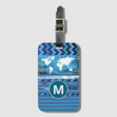 Étiquette À Bagage Monogramme marbré turquoise (Devant Vertical)