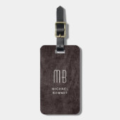 Étiquette À Bagage Monogramme Marron Moderne (Devant Vertical)