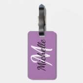 Étiquette À Bagage Monogramme mauve moderne simple Initiale et nom (Dos Vertical)