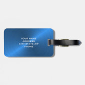 Étiquette À Bagage Monogramme métallique brossé bleu initial (Dos horizontal)