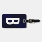 Étiquette À Bagage Monogramme métallique brossé bleu marine (Devant horizontal)