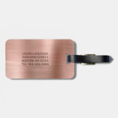 Étiquette À Bagage Monogramme métallique brossé Chic Rose Gold Initia (Dos horizontal)