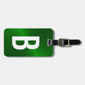 Étiquette À Bagage Monogramme métallique brossé vert initial (Devant horizontal)